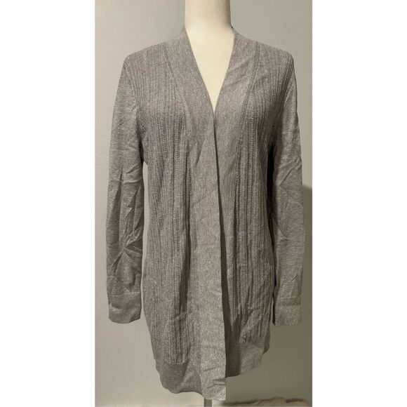 Talbots silver metallic open front cardigan L - Picture 1 of 7